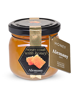 Jar of Alemany Mel y Turron Honey with Honeycomb