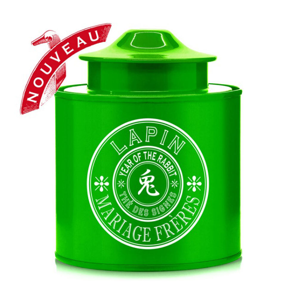 Green tin of Mariage Freres 2023 Year of the Rabbit Tea