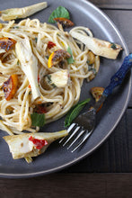 Senatore Cappelli Spaghetti with Caramelized Lemons, Artichokes & Mint