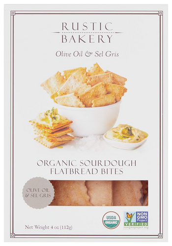 Box of Rustic Bakery Olive Oil & Sel Gris Flatbread Sourdough Crackers
