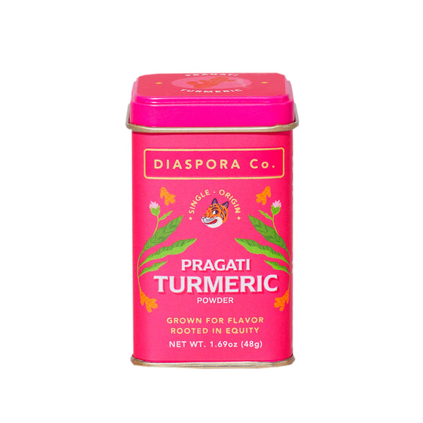 Smaller, everyday-sized tin of Diaspora Co. Pragati Turmeric