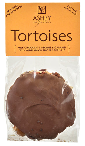 Milk Chocolate, Pecan & Caramel Tortoises with Smoked Salt from Ashby Confections