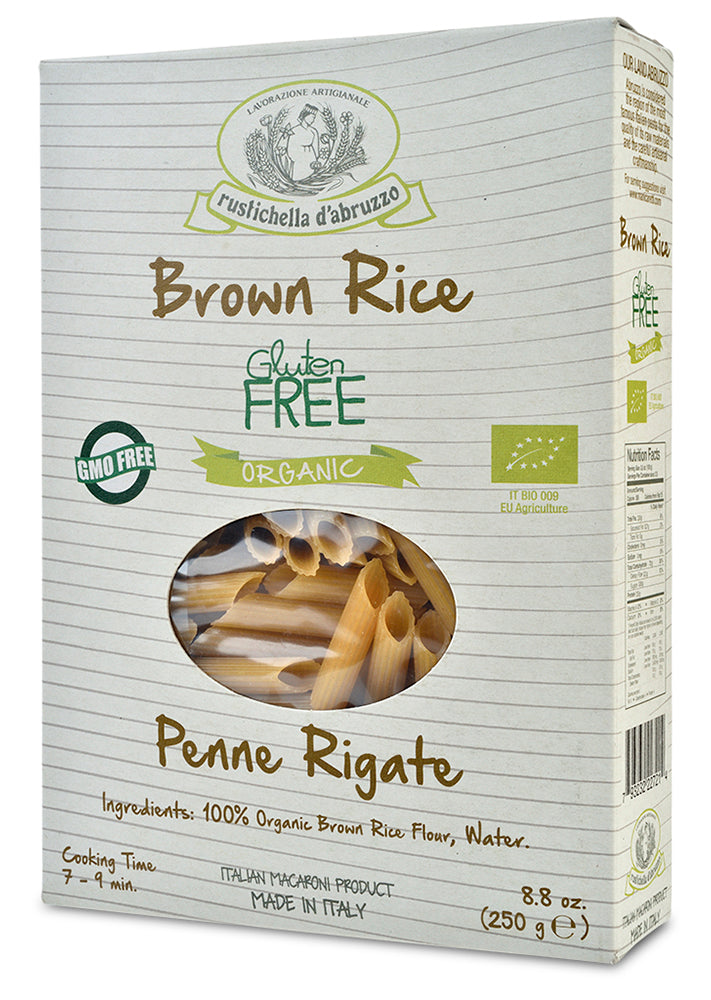 Organic Gluten-Free Brown Rice Penne Rigate from Rustichella d'Abruzzo